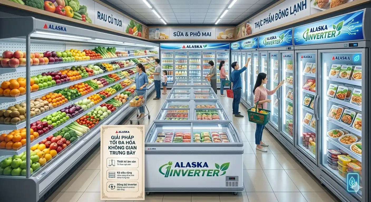 So sánh máy nén trong và ngoài cho tủ mát siêu thị Alaska