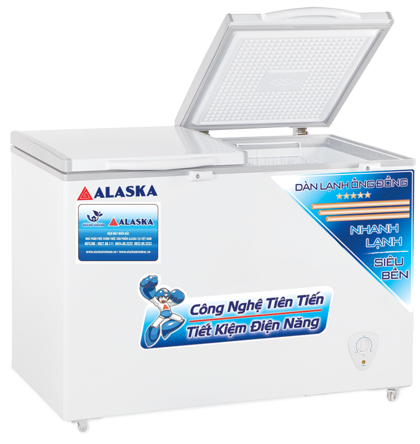 tủ đông mát alaska 550 lít dàn đồng